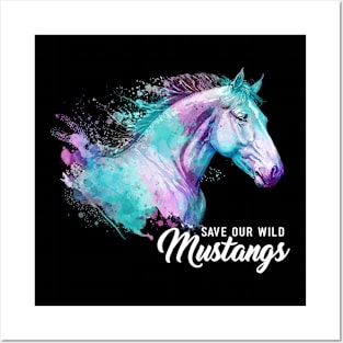 Watercolor Horses Colorful Animal Save Our Wild Mustangs Posters and Art